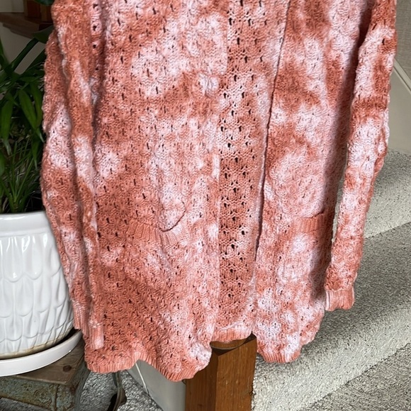 Peach Love California Orange Crochet Open Cardigan - Picture 3 of 9